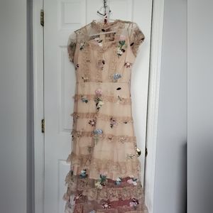Biege dress with floral embroidery